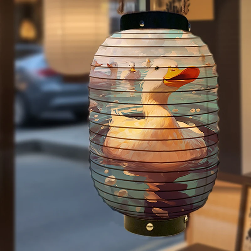 

Antique Cartoon Duck Japanese Traditional Cloth Lanterns Restaurant Izakaya Cuisine Decor Advertising Sign Party Decor Lantern