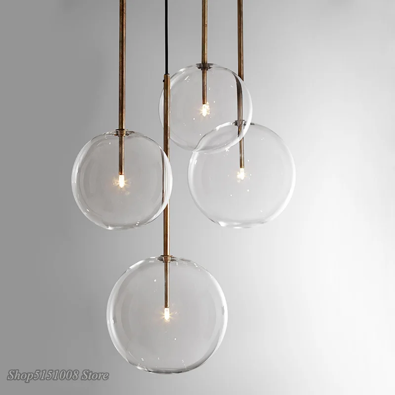 nordic clear glass pendant lights globo bola de vidro cromada lampada suspensa para sala de jantar decoracao de casa luminaria cozinha 01