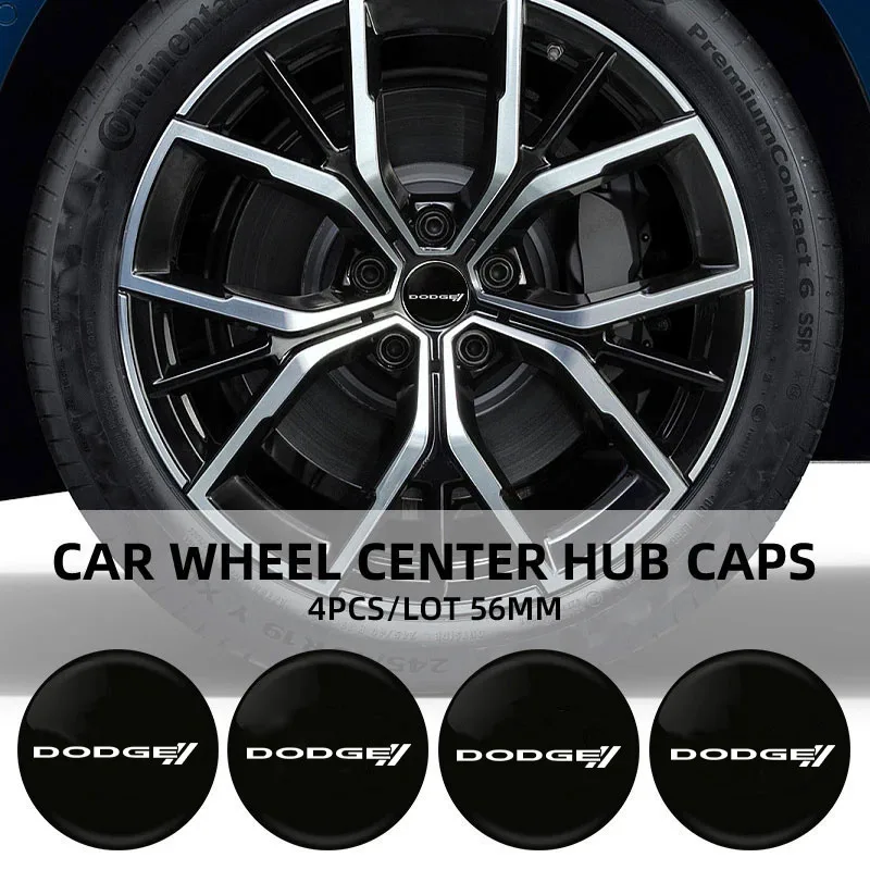 56mm Car Wheel Center Hub Cap Rim Cover Emblem Stickers for Dodge SXT Challenger RAM 1500 Charger Avengr Durango Caliber