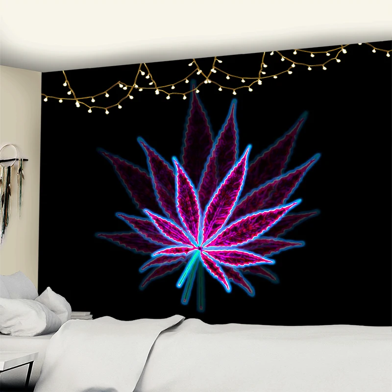 

New 3D Printing Maple Leaf Wall Hanging Tapestry Art TAPIZ Bohemia Psychedelic Witchcraft Curtain Bedroom Home Dormitory Decor