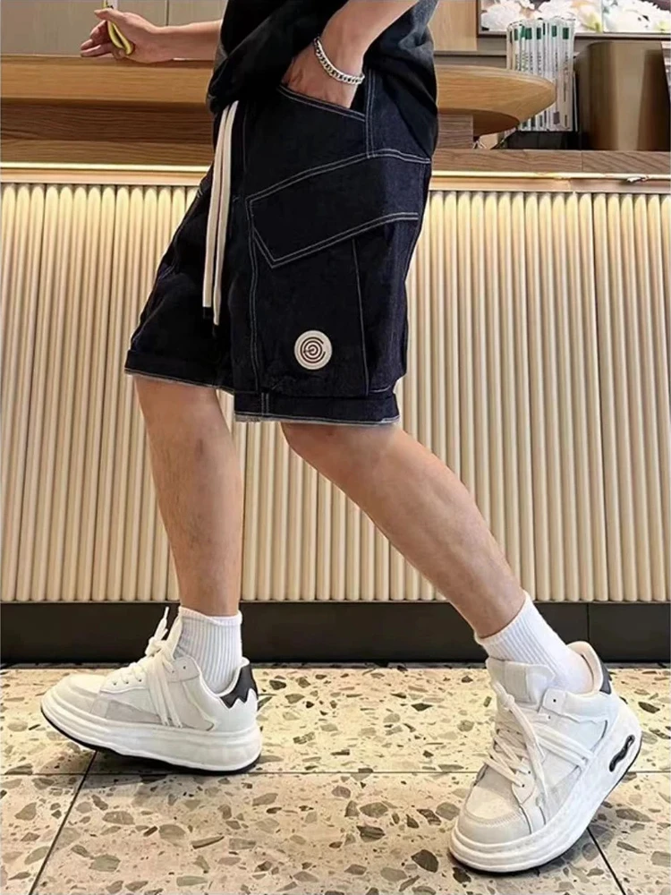 

Новые летние мужские джинсы оверсайз из плотного денима, свободного кроя, однотонные, прямые, повседневные, молодежные, стильные