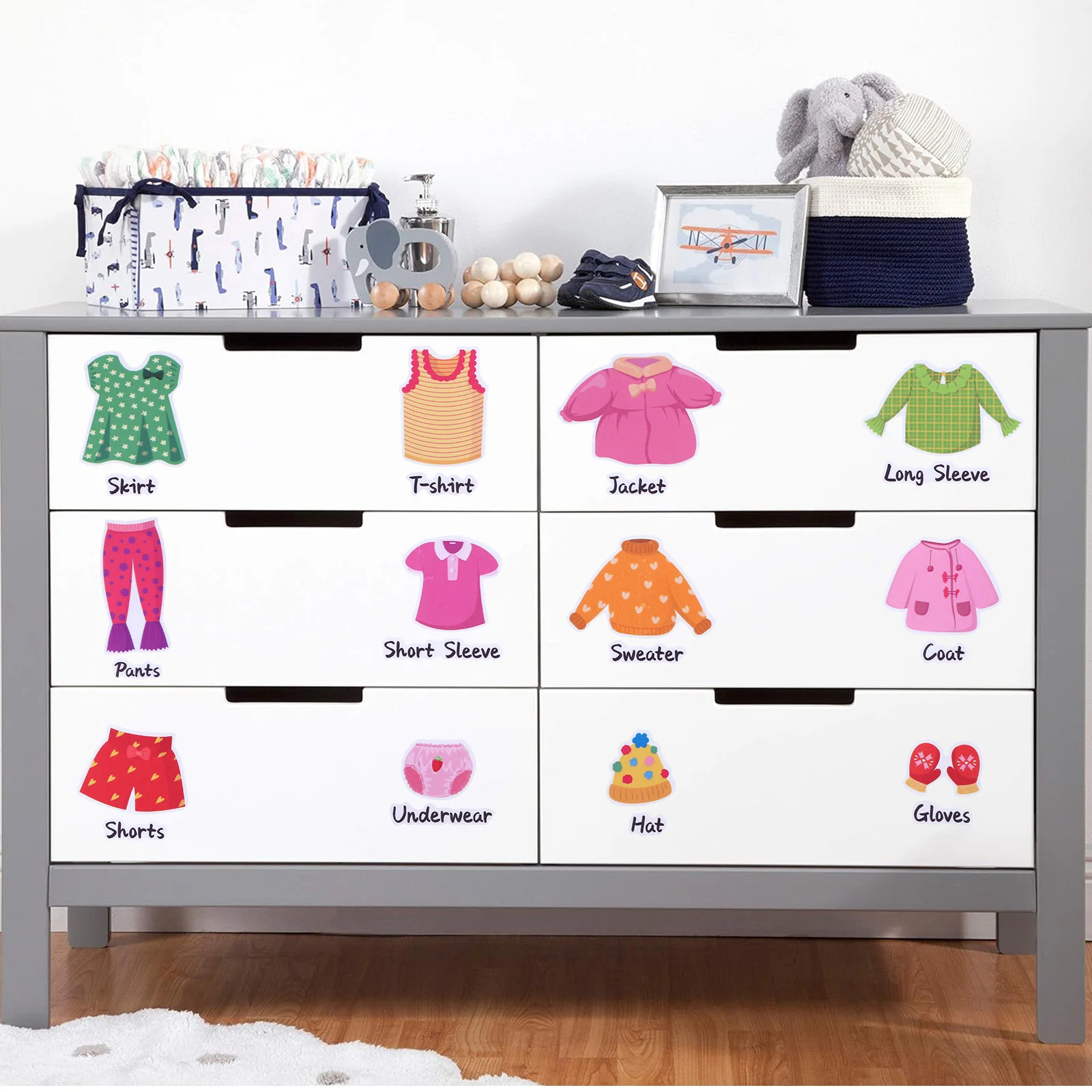 

Clothing Kids Dresser Decals Clothing Labels For Kids Classification Stickers Removable PVC Tags Folder Labels