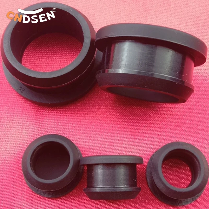 Black Silicone Rubber Snap-on Grommet 4.5mm~50.6mm Inverted Buckle Protective Coil Heat-resistant Through-hole Protective Plug