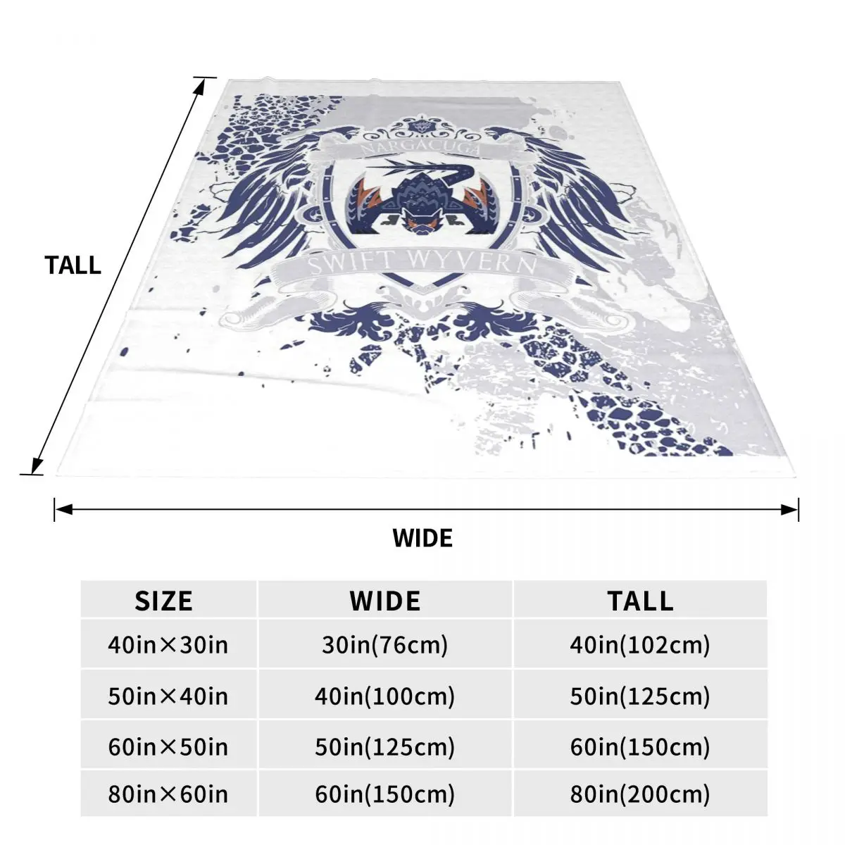 Game Monster Hunter World Nargacuga Crest Blanket Soft Warm Flannel Throw Blanket Plush for Bed Travel Home Sofa