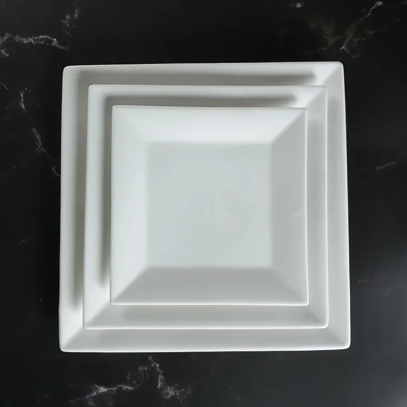 

European style Ceramic Square plate For home bone china Tableware White dinner plates fish dish hotel tableware sauce boats