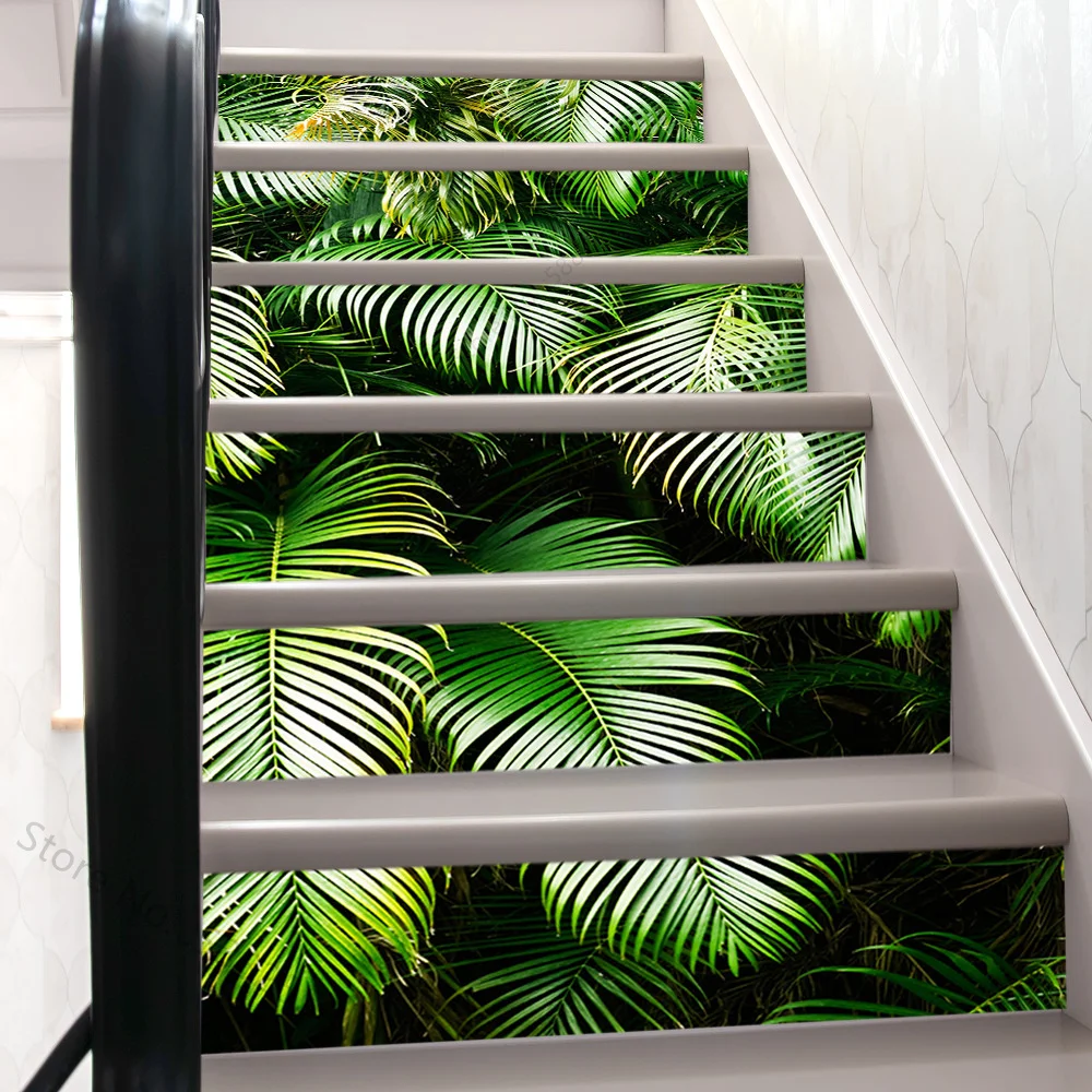 גדול עלים דבק stair stair stair מדבקות יער מפל מים נשלף pvc staller