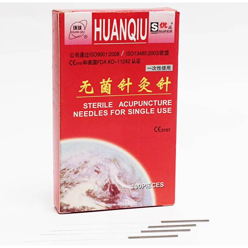 Blessfun Chinese Traditional HuanQiu Disposable Sterile Acupuncture Needles ZhenJiu Needle For Single Use 100pcs Per Pack