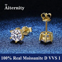 GRA 100% Real With 2 Certificates Moissanite Earrings Stud Colorful VVS1 Sterling Silver For Women 18K Gold Plating Jewelry