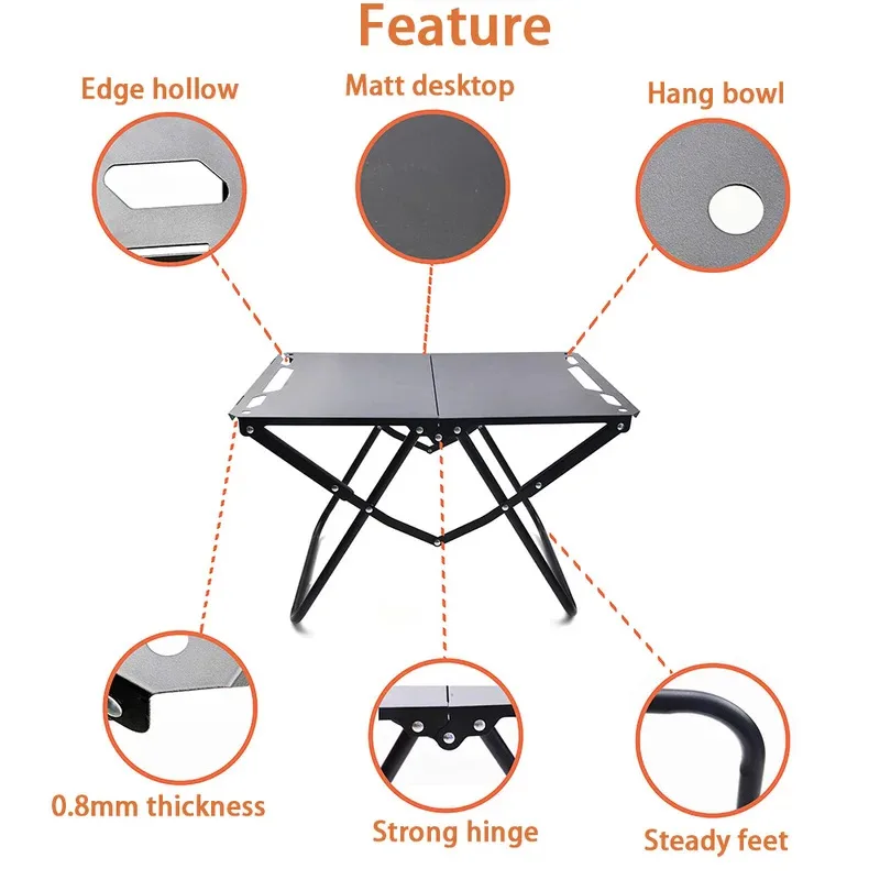 Outdoors Portable Picnic Table Beach Tables Camping Table for Sand Foldable Edge With Hollowing Hangable Items More Convenient