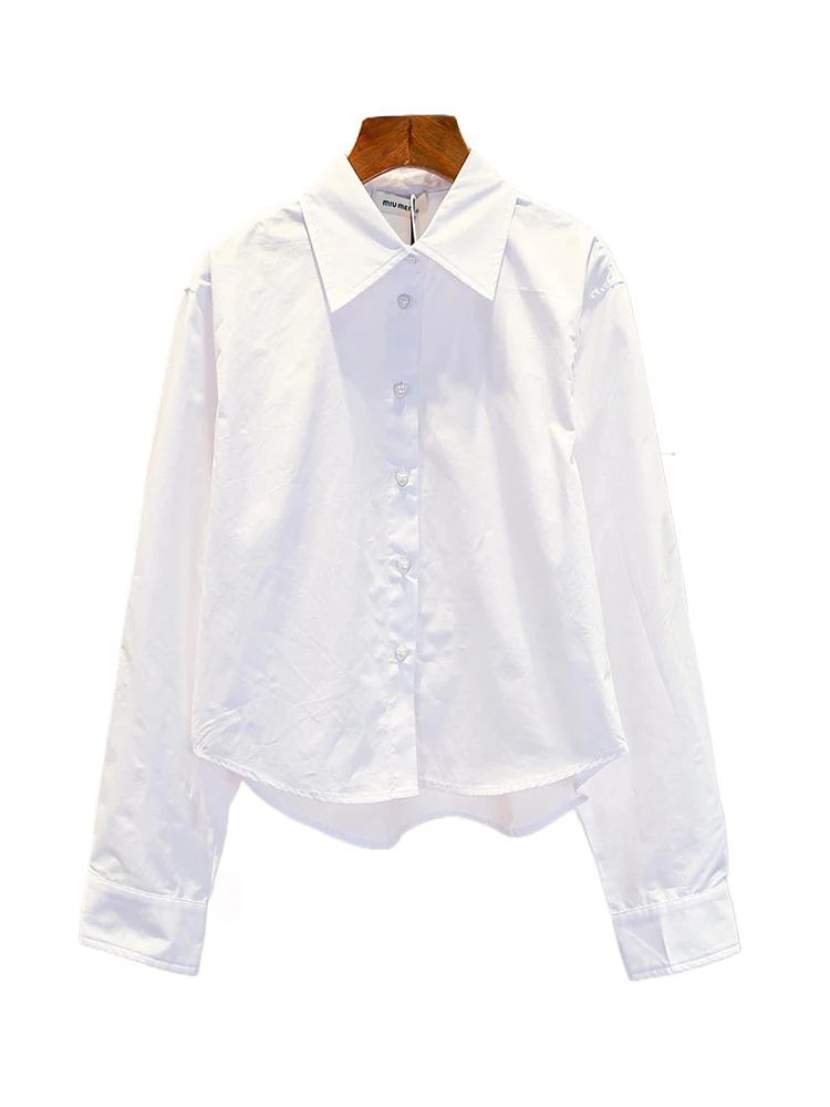 

Высококачественная женская белая блузка в европейском стиле с вышивкой весна-лето, свободная посадка для поездок на работу, длинная све све на пуговицах