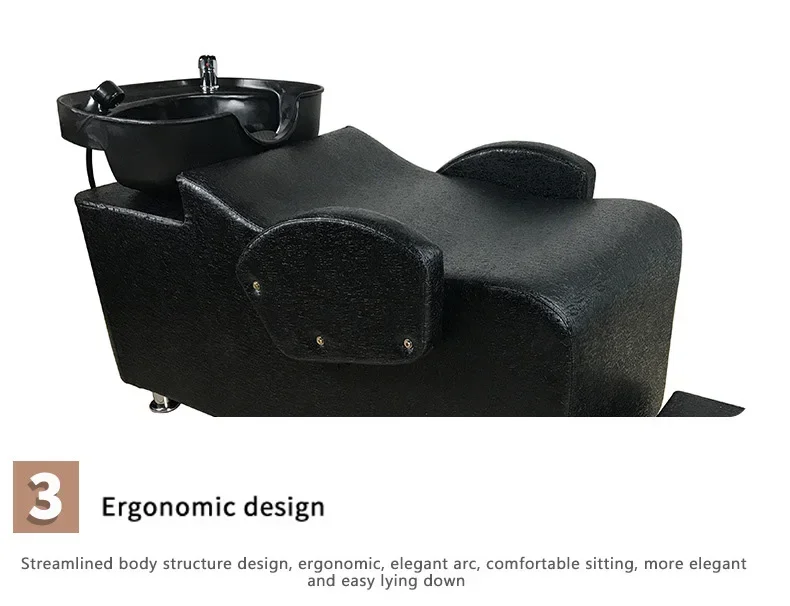 Ergonomic Design Salon Shampoo Station, Salon Hair Wash Chairs, PU Leather Shampoo Bed With Ceramic Bowl