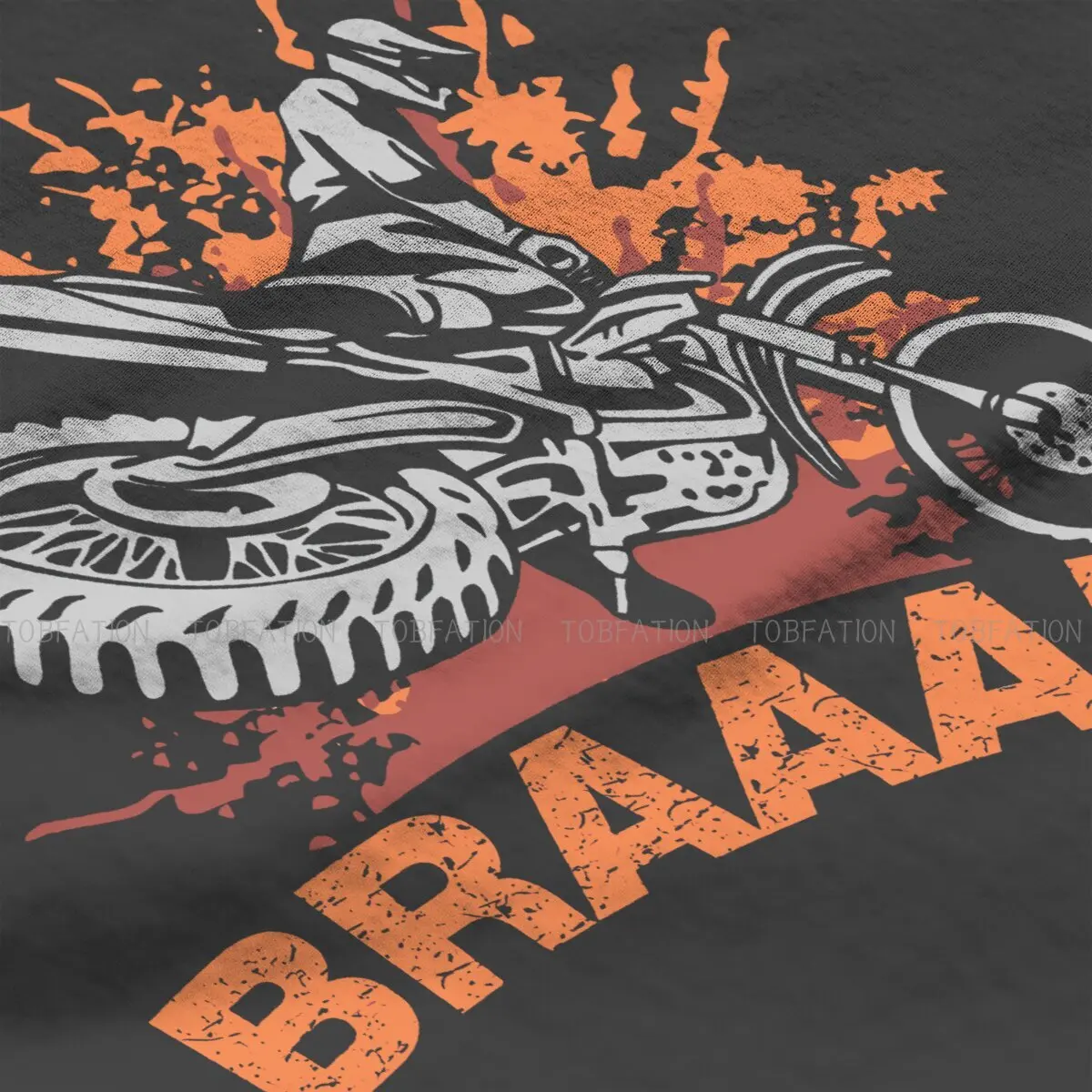 Braaap Dirt Bike Motocross  O Neck TShirt Enduro Cross Motorcycle Racing Fabric Classic T Shirt Man\'s Tops Fashion Oversized