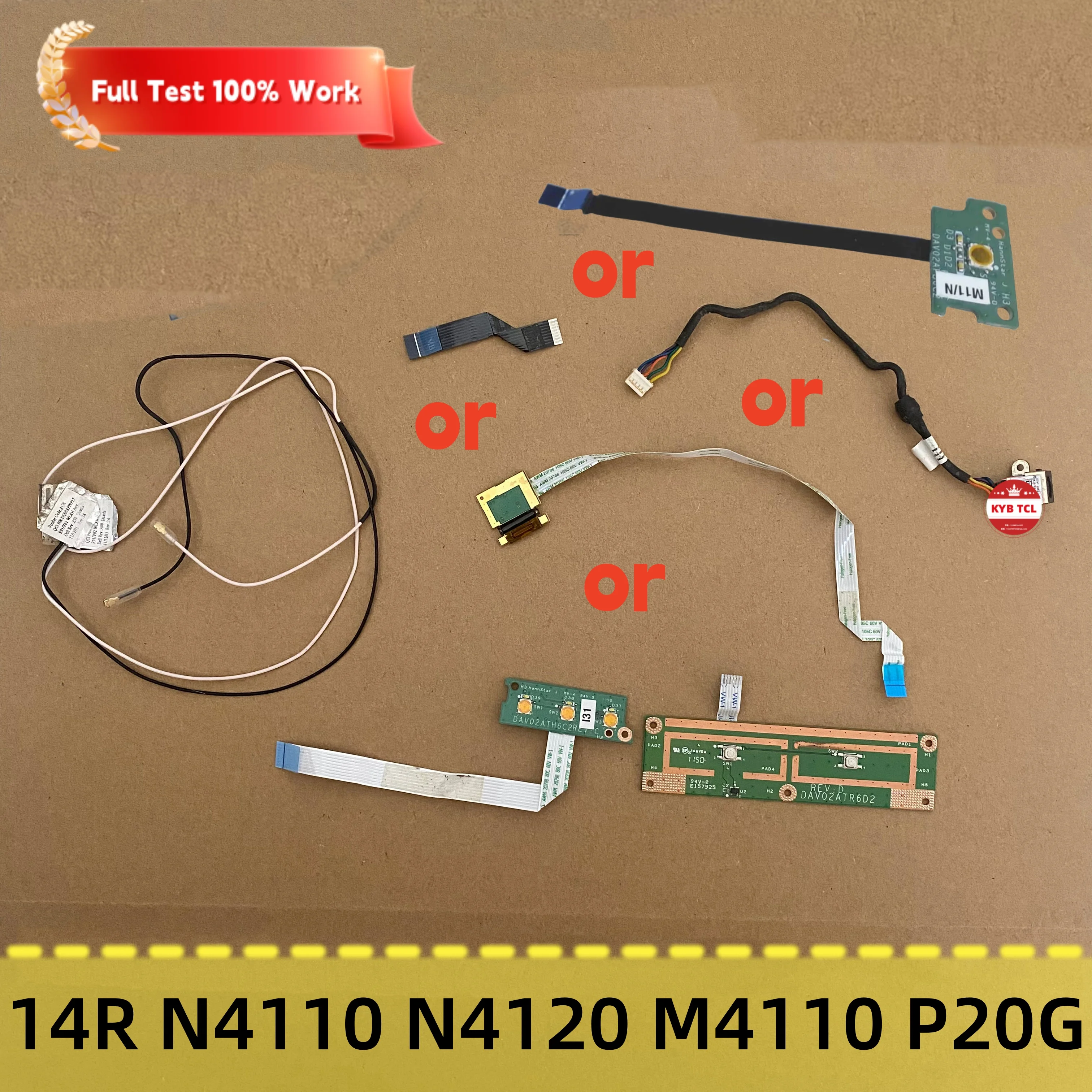 0X8RJW DAV02ATR6D2 DAV02APB6C2 0CY1T0 Placa de botón de clic del ratón, placa de interruptor de alimentación multimedia, conector de alimentación DC IN, cable del panel táctil para DELL N4110 N4120 M4110 P20G 3450 P19G