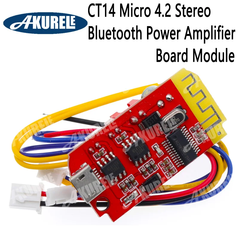 CT14 Micro 4.2 Stereo Bluetooth Power Amplifier Board Module 5VF 5W+5W Mini with Charging Port for Refitting Idle Sound Box