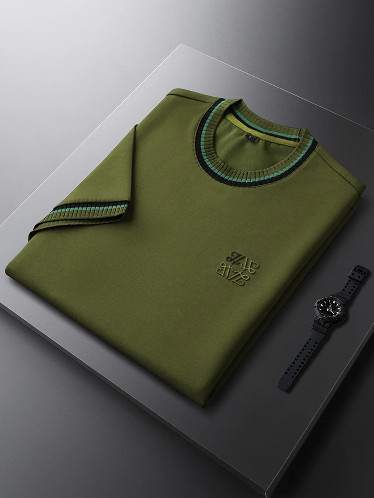 

Olive een Slim Fit Modal T-irt Men's ort Sve round Ne Casual Faionable Summer Top Quali Comfortable Breathable