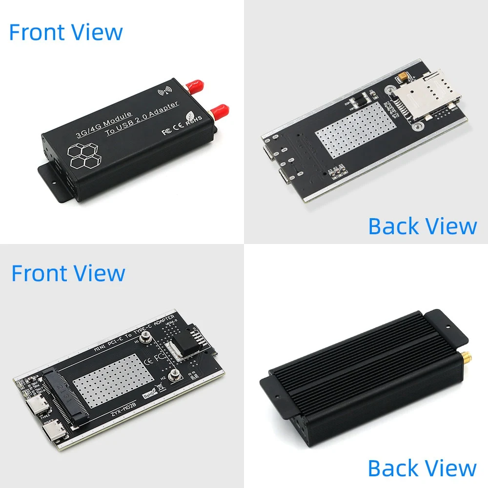 Mini PCI-E to USB 2.0(TYPE C) Adapter with SIM Card Slot and Auxiliary Power Interface for WWAN/LTE Module