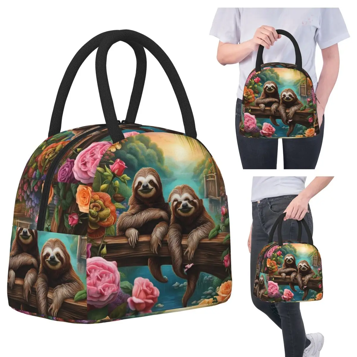 

Lovely Sloth Print Insulated Lunch Bag for Kids School Cooler Thermal Food Box Tote Portable Lunch Boxes Container