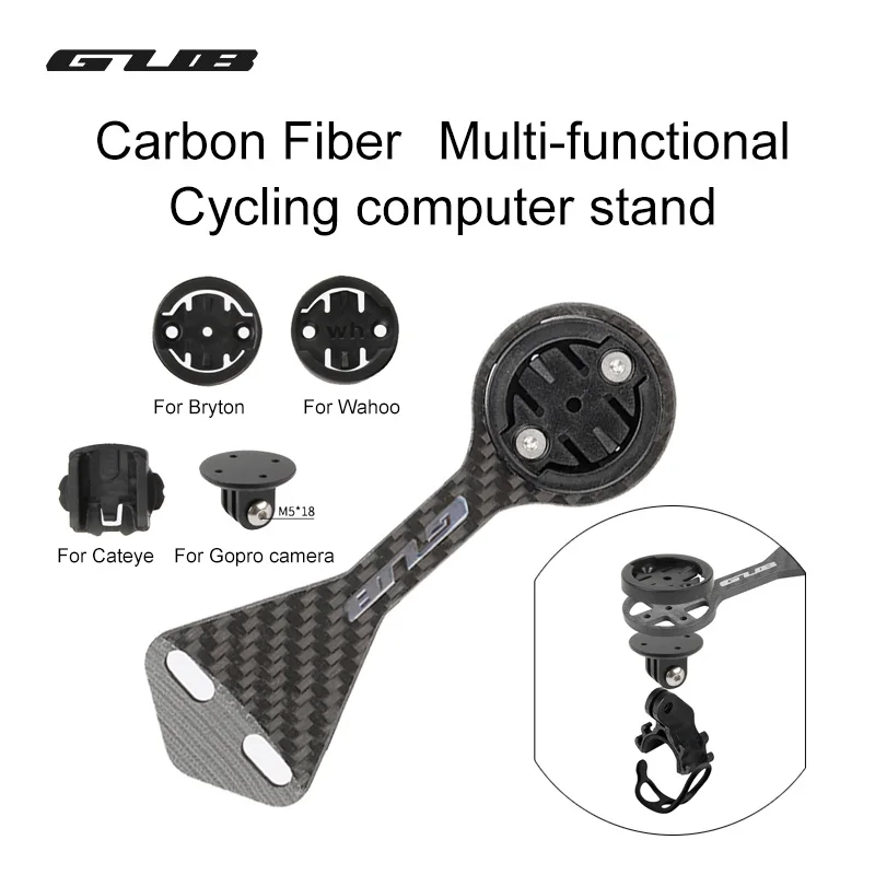 GUB Bicycle Computer Holder Carbon Fiber Road Bike Stopwatch Speedometer Mount Holder for Garmin Gopro Wahoo Bryton Lights Stand