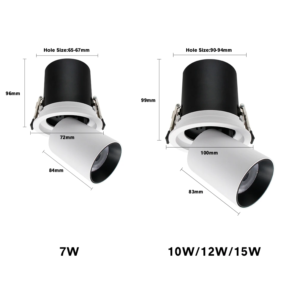 Led downlight embutido telescópico spotlight regulável 7w 10 12 para sala de estar tv fundo parede corredor teto cob downlight