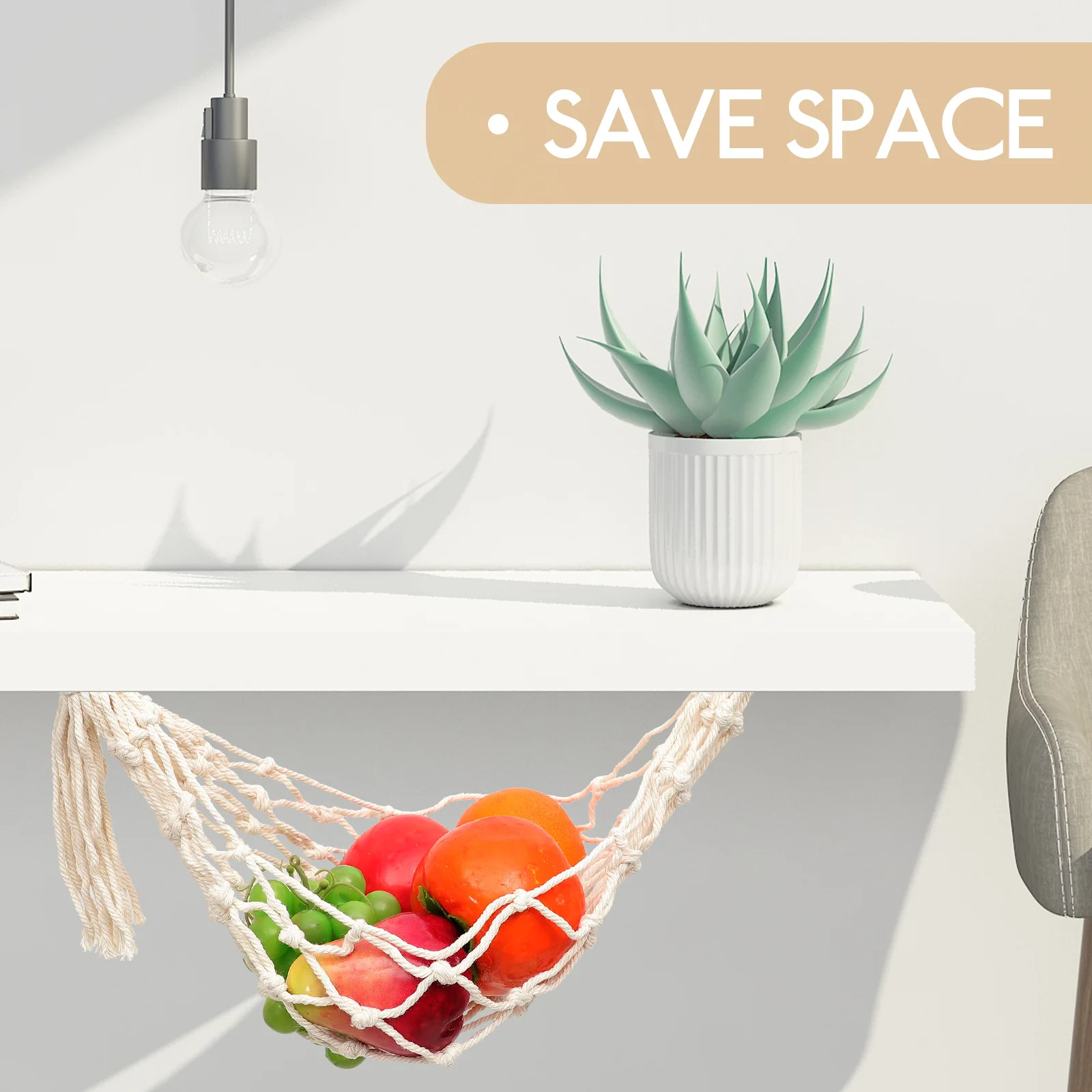 

Fruit Vegetable Storage Cotton Net Space Saving Hanging Basket For Produce Under Cabinet Strong Macrame Vegetable