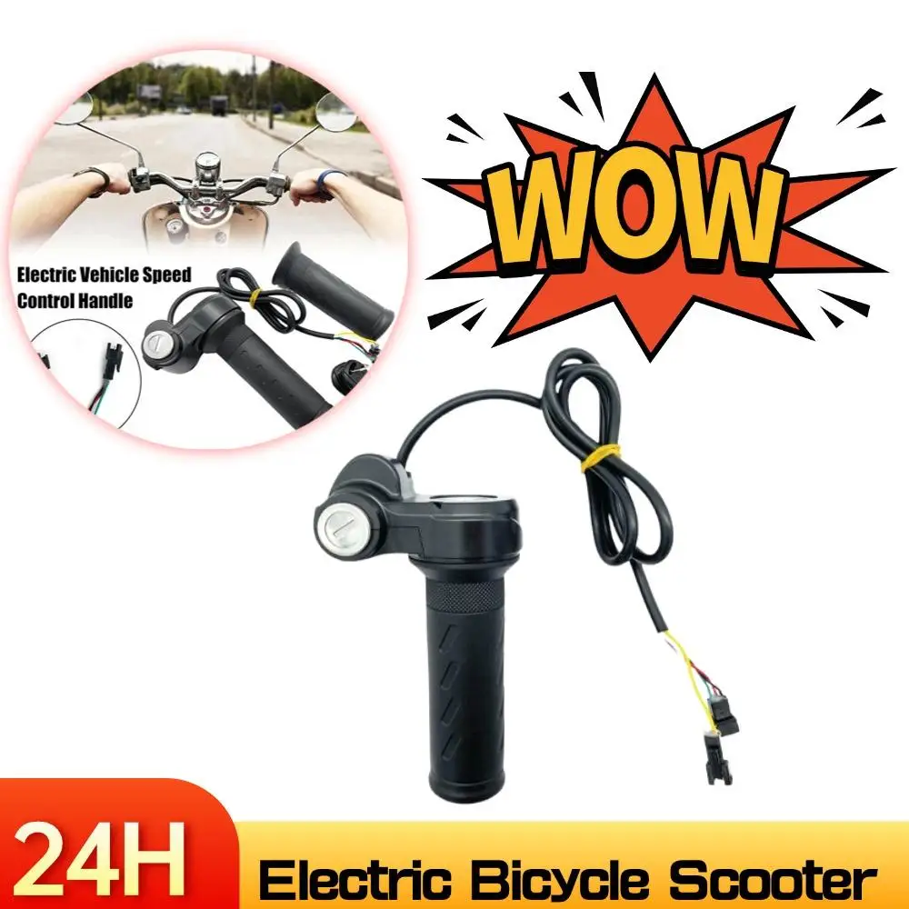 Electric Bicycle Scooter Acceleration Handle with Lock Universal Voltage E-Bike Twist Grip Scooter Accelerator Gas Knob