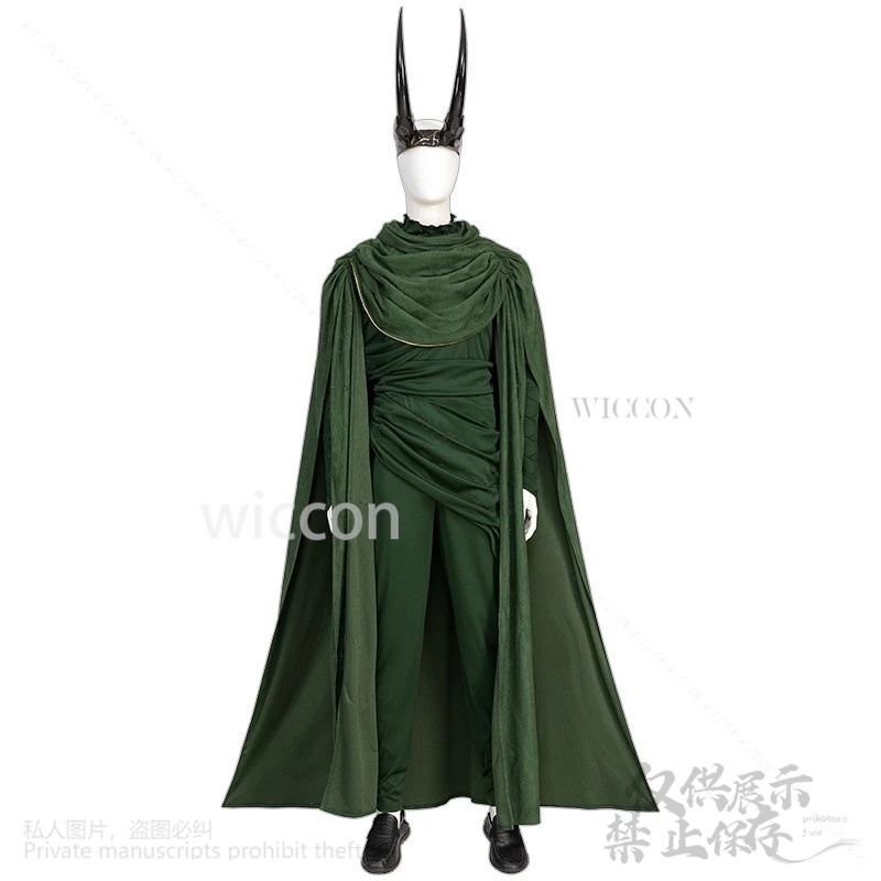 Lokii-Disfraz de Cosplay de Dios de la película de Anime para adultos, conjunto de accesorios verdes, tocado, zapatos, peluca, traje de Roleplay, nuevo