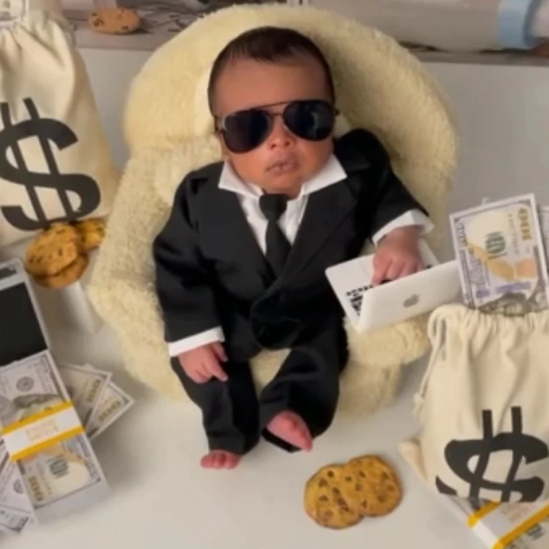 

Комбинезон для фотосъемки новорожденных BOSS Set — жилет для маленьких мальчиков и галстук-бабочка, комплект из двух предметов — костюм джентльмена для фотосессии для младенцев