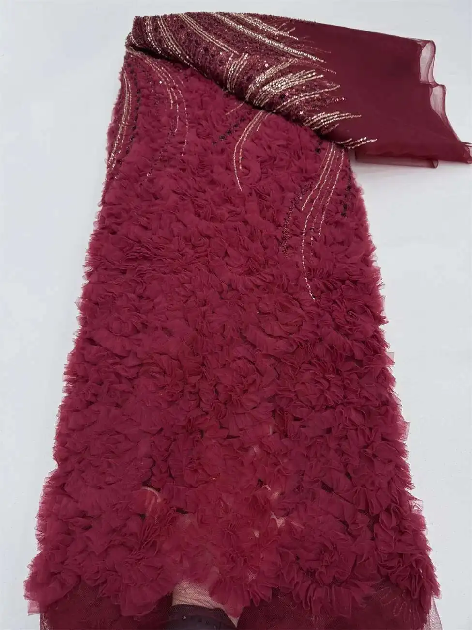 

African Mesh Lace Fabric Nigerian Beads Lace Fabric Sequin 2025 High Quality French Nigeria Lace Dresses for Women Party Wedding