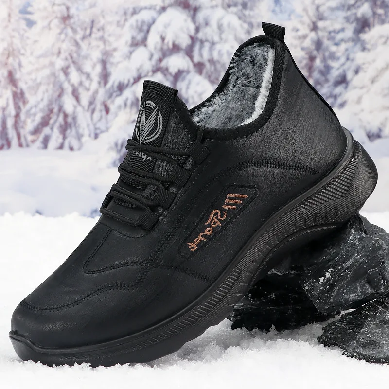 Winter men's  middle-aged and elderly people, old Beijing cloth shoes, men's style, with added fleece  thickened for warmth