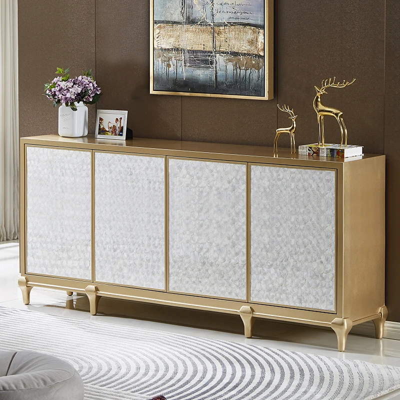 A Simple porch cabinet, champagne gold shell decorative foyer cabinet