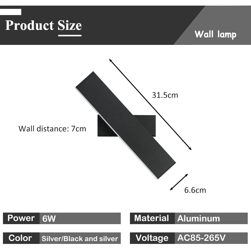 Imagem -06 - Alumínio Led Wall Lamp Decoração Interior Luz Moderna 7w