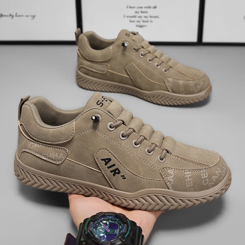 

Дышащая мужская обувь из искусственной кожи, осень 2023, новая мужская повседневная обувь, модные удобные легкие мужские кроссовки, противоскользящая плоская подошва