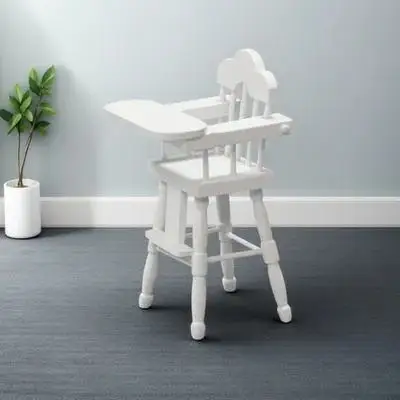 Mini High Chair Adjustable White Baby Dining Chair 1:12 Pattern Toddler Feeding Table Seat Mold Decorative Furniture