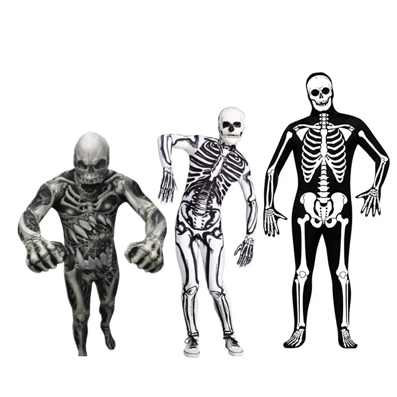 All Inclusive Pantyhose Roleplay Kids Scary Skeleton Cosplay Bodysuits Men Jumpsuit Clown Halloween Party Costumes Outfit