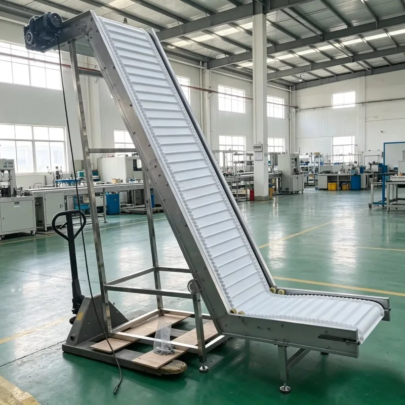Z Type Inclined Conveyor Belt Machine SUS304 Food Grade White Cleats PU Belt Inclined Food Conveyor Portable Climbing Conveyor