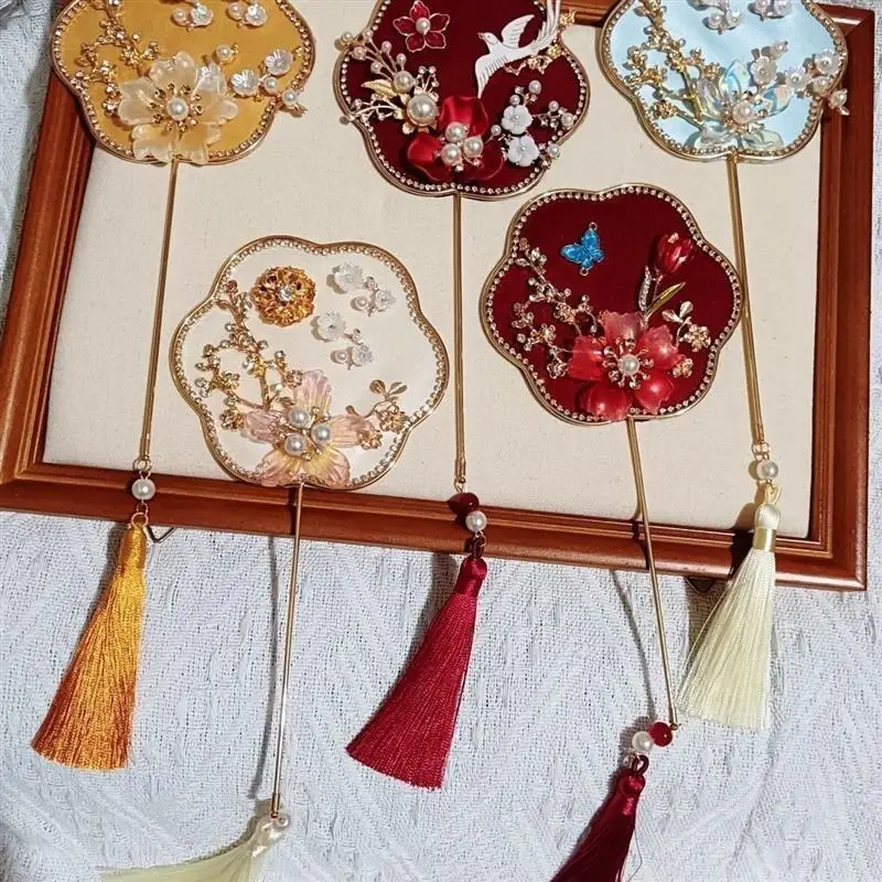 

Веер ручной работы для свадебных фотосессий, новый китайский стиль, маленький веер для невесты и подружек невесты, для свадебных торжеств