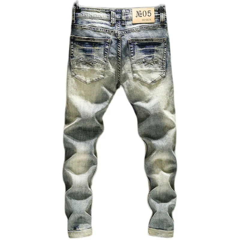 Pantalones vaqueros elásticos para hombre, Jeans rasgados, ajustados, Hip Hop, diseñador, otoño e invierno, novedad de 2022