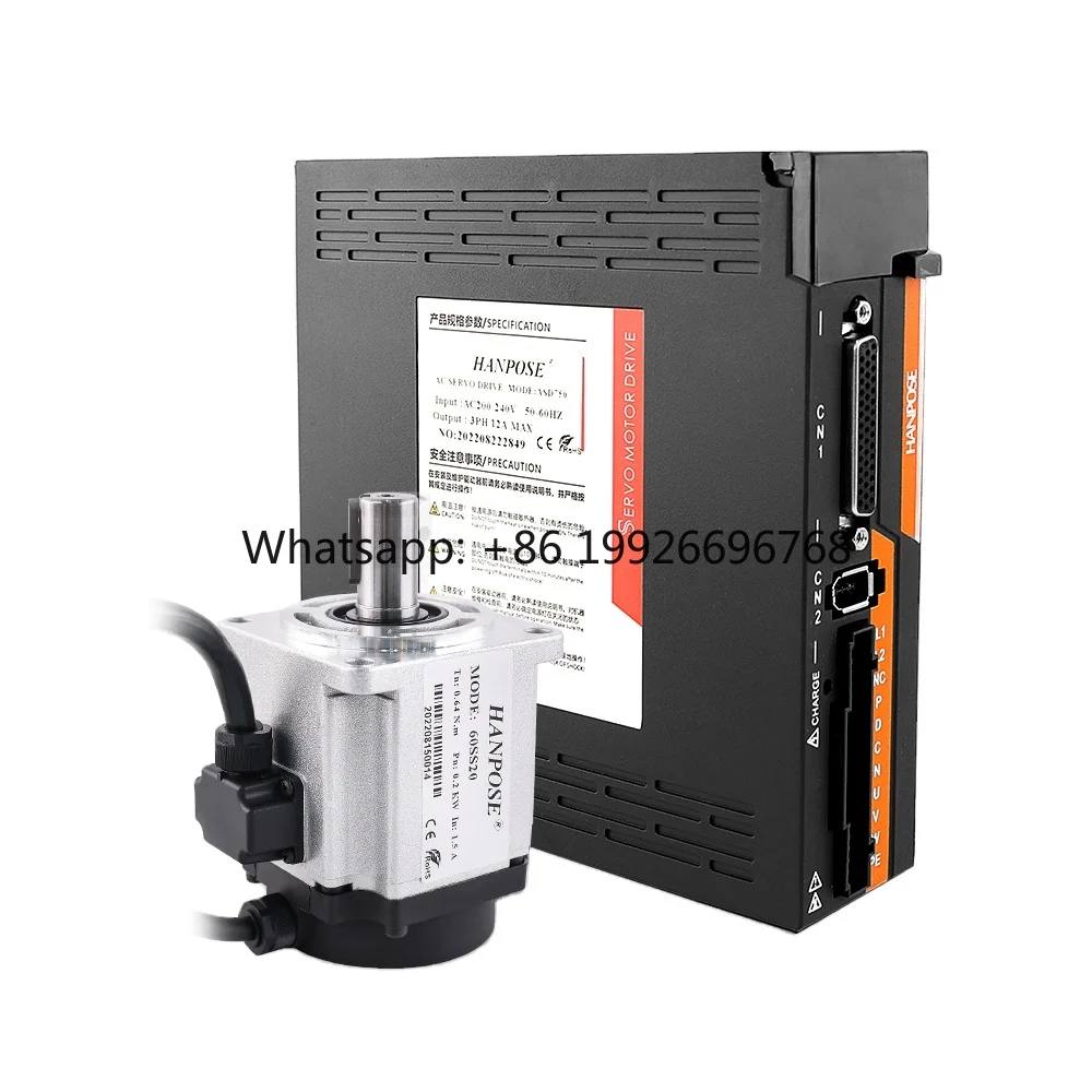 High Performance 200W 60SS20 0.64N.m 1.5A 3000rpm Servo Motor Driver Kit ASD240 220V 3M Cable Packing Machine Ac Servo Motor