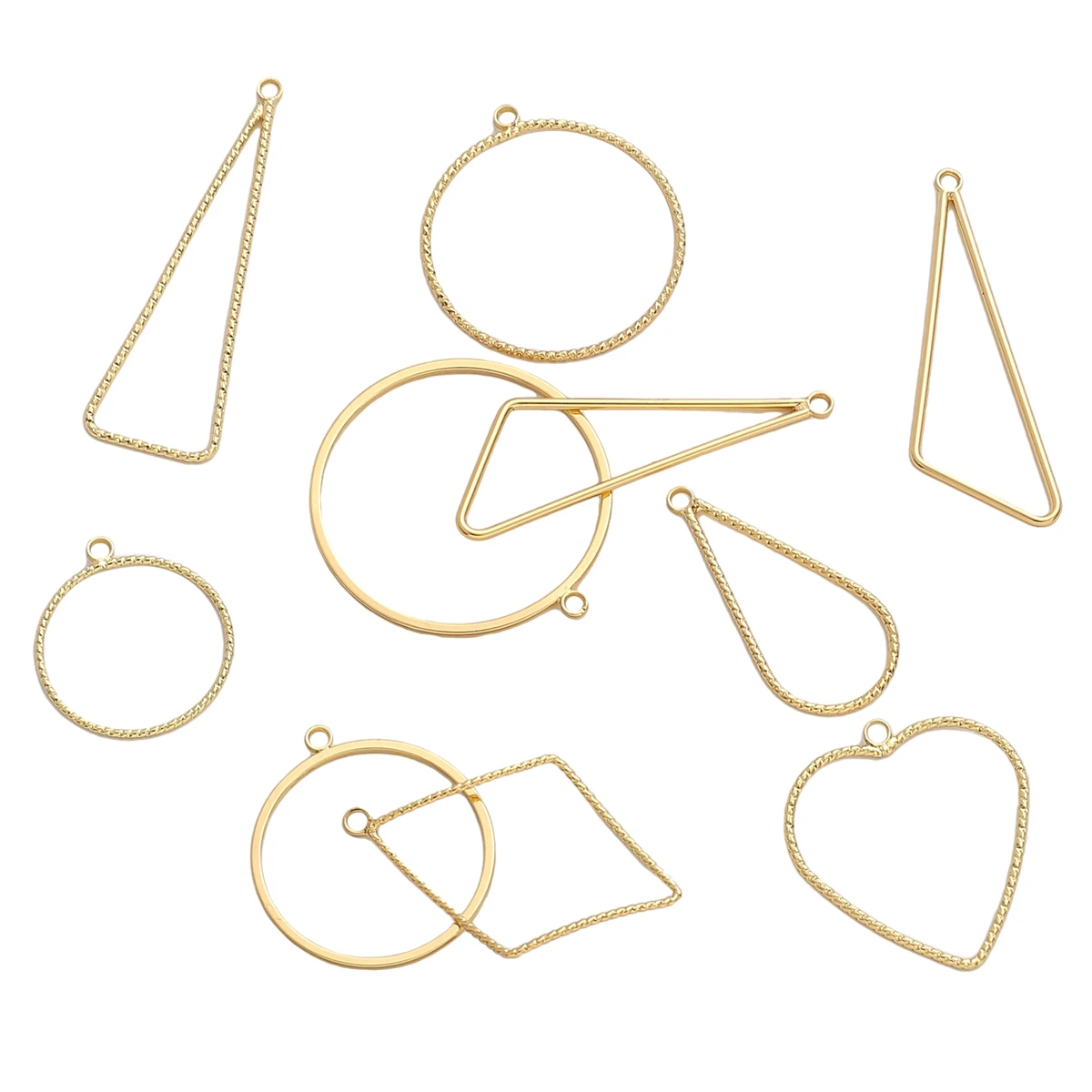 1pcs 14K Gold Plated Copper Frame Hollow Geometry Charms Heart Pendant for DIY Necklace Earring Jewelry Making Bezel Setting