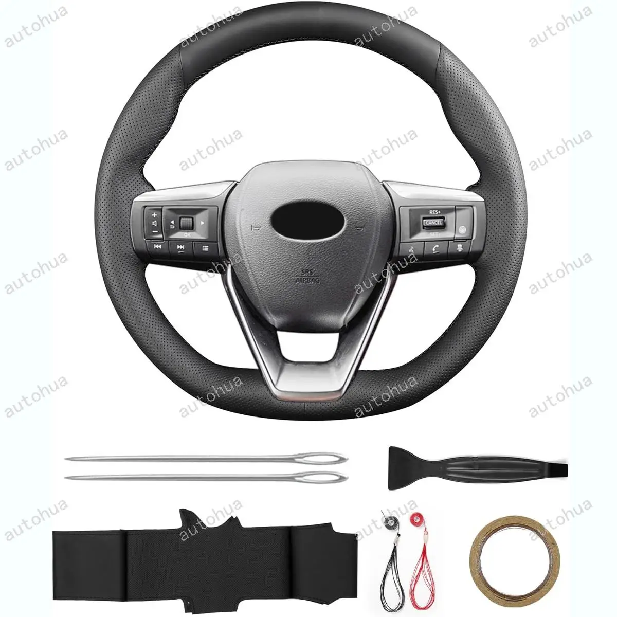 

HandStitched Steering Wheel Cover for Infiniti QX60 2022 Non-Slip Breathable Microfiber Leather on Wrap DIY Hand Sewn