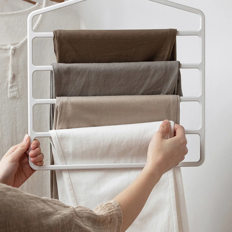 

Home Multi-layer Hanging Pants Hanger Clothes Holders Wardrobe Storage Drying Pants Organizer Stacking Hanging Hanger