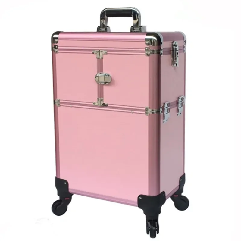 Aluminum Frame Travel Trolley Case Bag Makeup Box Beauty Toolbox Multilayer Professional Suitcase Universal Wheels Luggage Bags