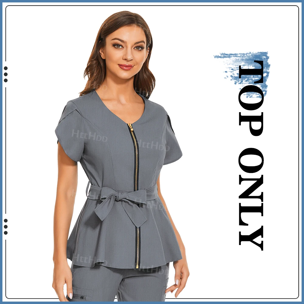 Beauty Spa Uniformen Modisches Kurzarmhemd Hochwertige medizinische Peelings Frauen Veterinäruniform Top Weiche Stilljacke – Detail 12