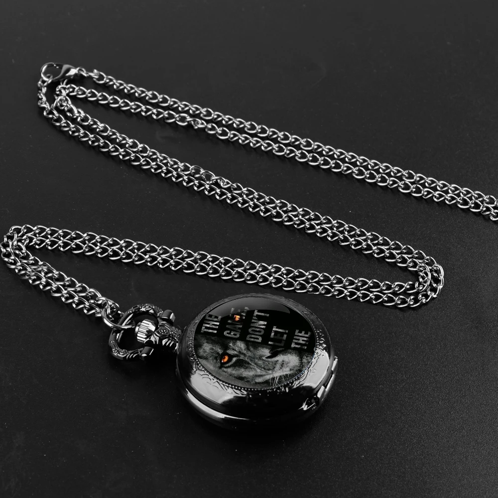 Lion Design Glass Dome Fashion Arabic Numerals Quartz Pocket Watch Necklace Pendant Chain Mens Women Gifts