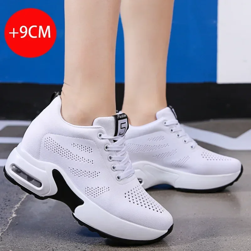 

Pop 2024 Women Casual Running Sport Shoes Air Cushioned Increase Height Thick Buttom Elevator Sneakers Walking Shoes Dropshippin