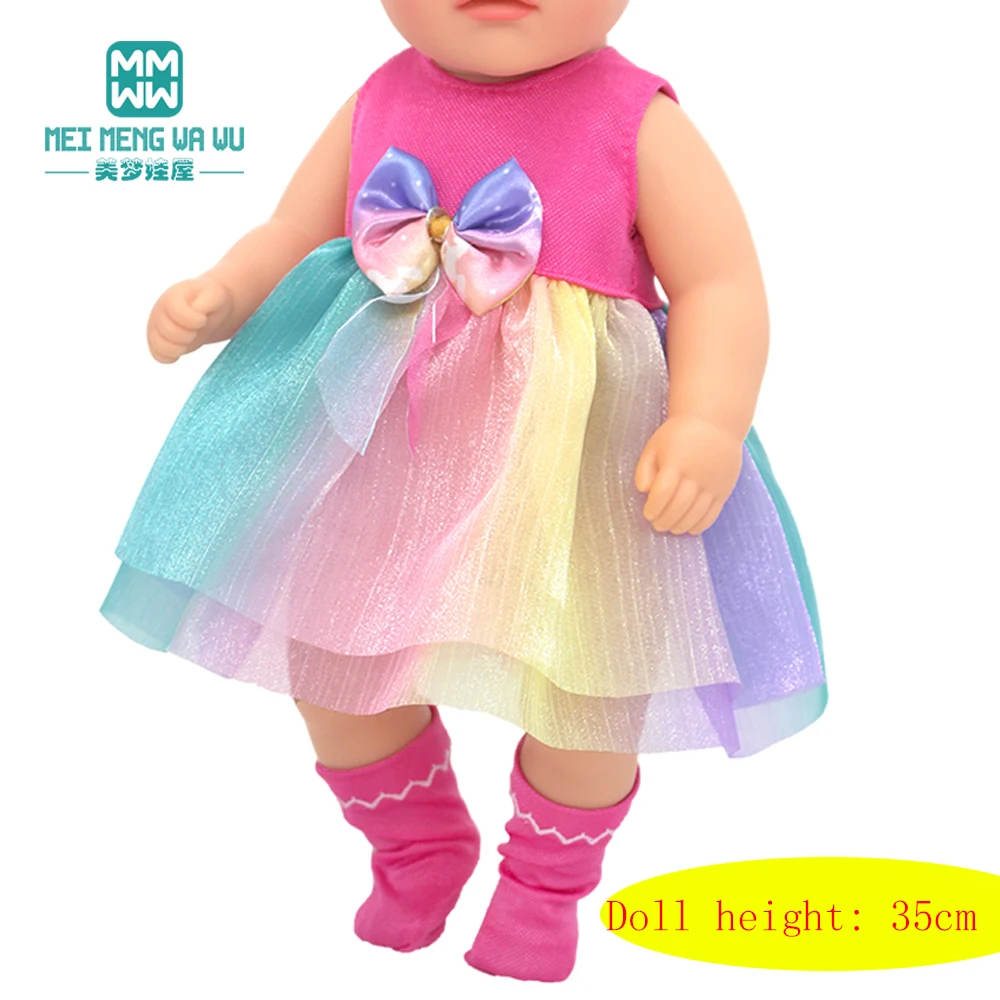 Doll Clothes Fashion Tulle skirts, bib suits, onesie suits for 35cm New Born Dolls and American Doll Toys Gifts