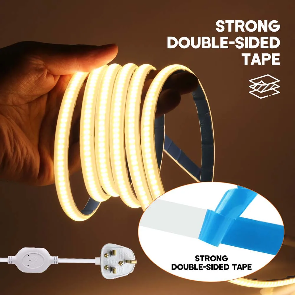 

High Bright COB Strip 220V IP65 Waterproof 288Leds/M 3000K 4000K 6000K Home Garden Decor Lamp Flexible Ribbon Rope FOB LED Light