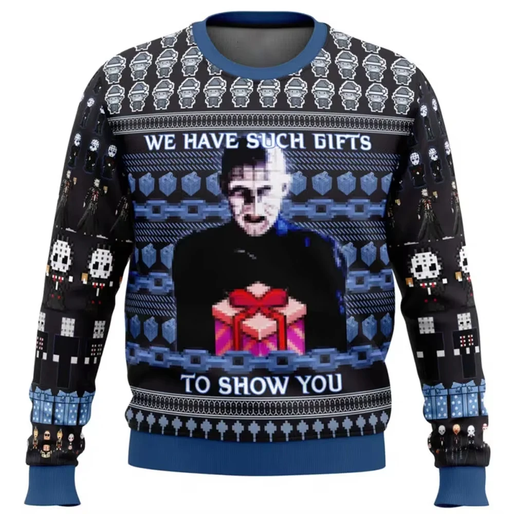 Pinhead Hellraiser Ugly Christmas Sweater Men Women Pullover Round Neck Long Sleeve Top Christmas Clothing 2025 New Sweatshirt