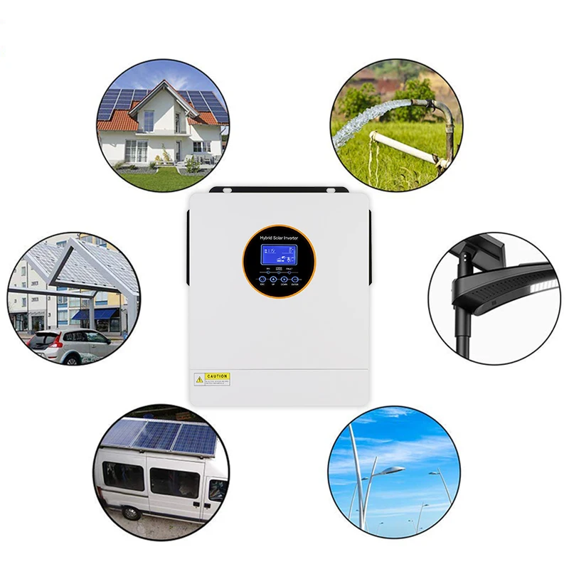 ECGSOLAX Split-Phase 7200W Solar Inverter 120V 240V Pure Sine Wave MPPT 48V Hybrid Solar Inverter 100A MPPT Off-Grid Inverter