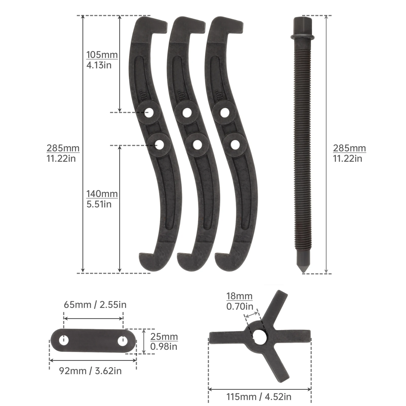 10 Inch 250mm Thickening Bearing Puller Tools Kit for Pulley Gear Bearing Flywheel Removal with 3 Reversible Jaws